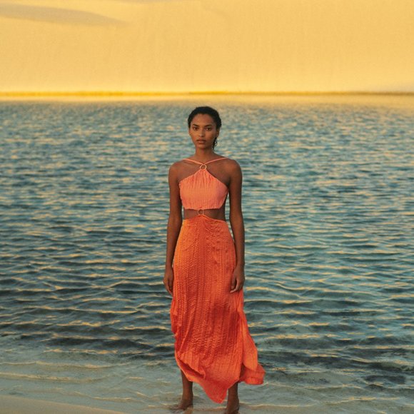 NWT BAOBAB Swim Kira Guarana Orange Cutout Maxi Dress Women's Small S - Picture 1 of 8